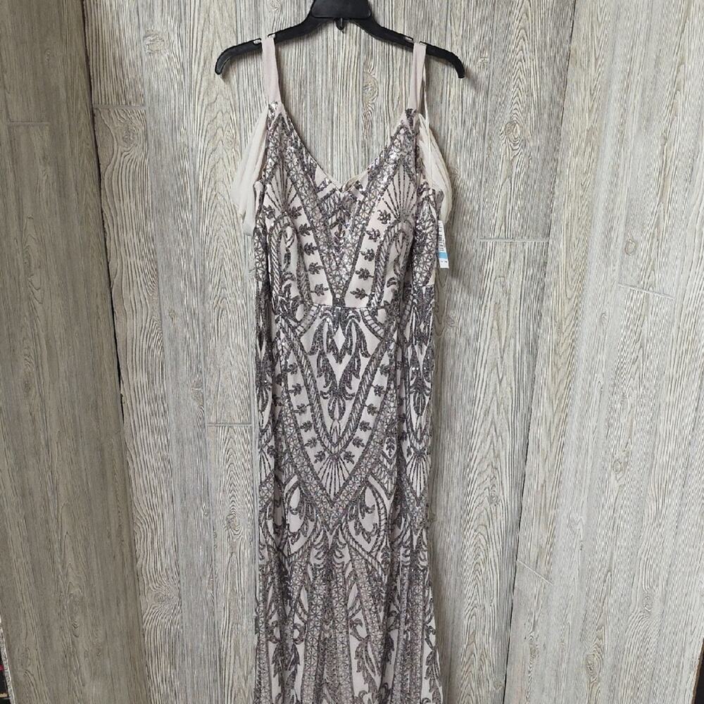R&M Richards Graceful Mesh Beaded Gown Maxi Formal Dress Women Plus Size 20W NWT - Picture 2 of 13